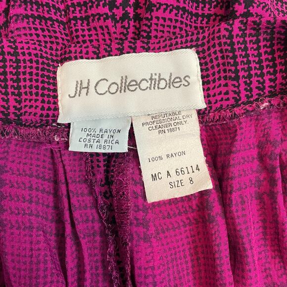 Vintage Pleated Skirt Size 8 Burgundy Black Houndstooth Midi Preppy Academia 90s - Picture 13 of 16